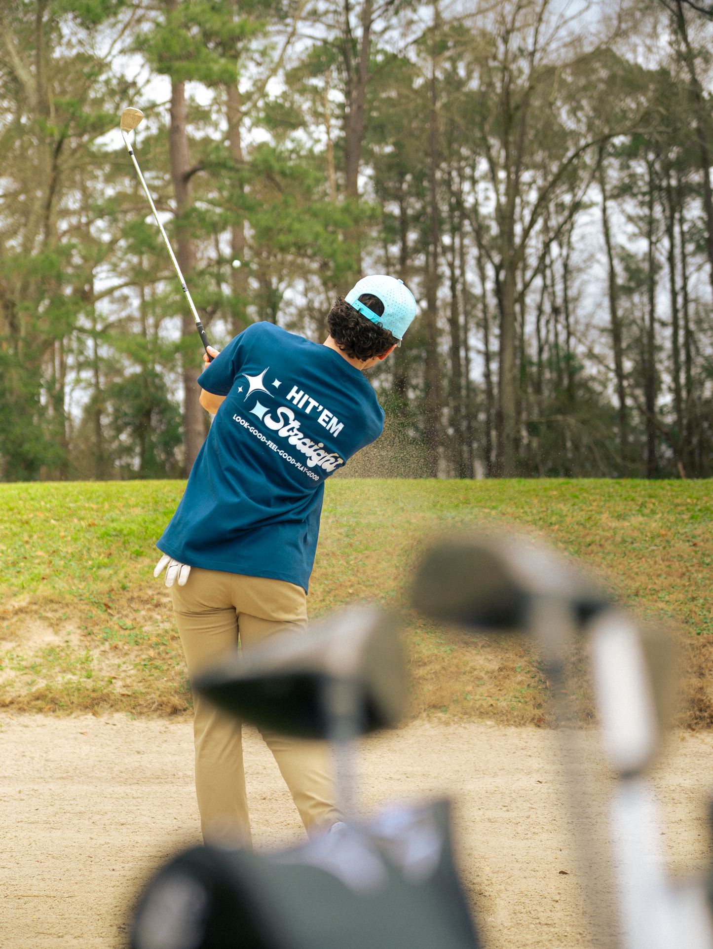 "Hit Em'Straight" Premium Tee-Navy